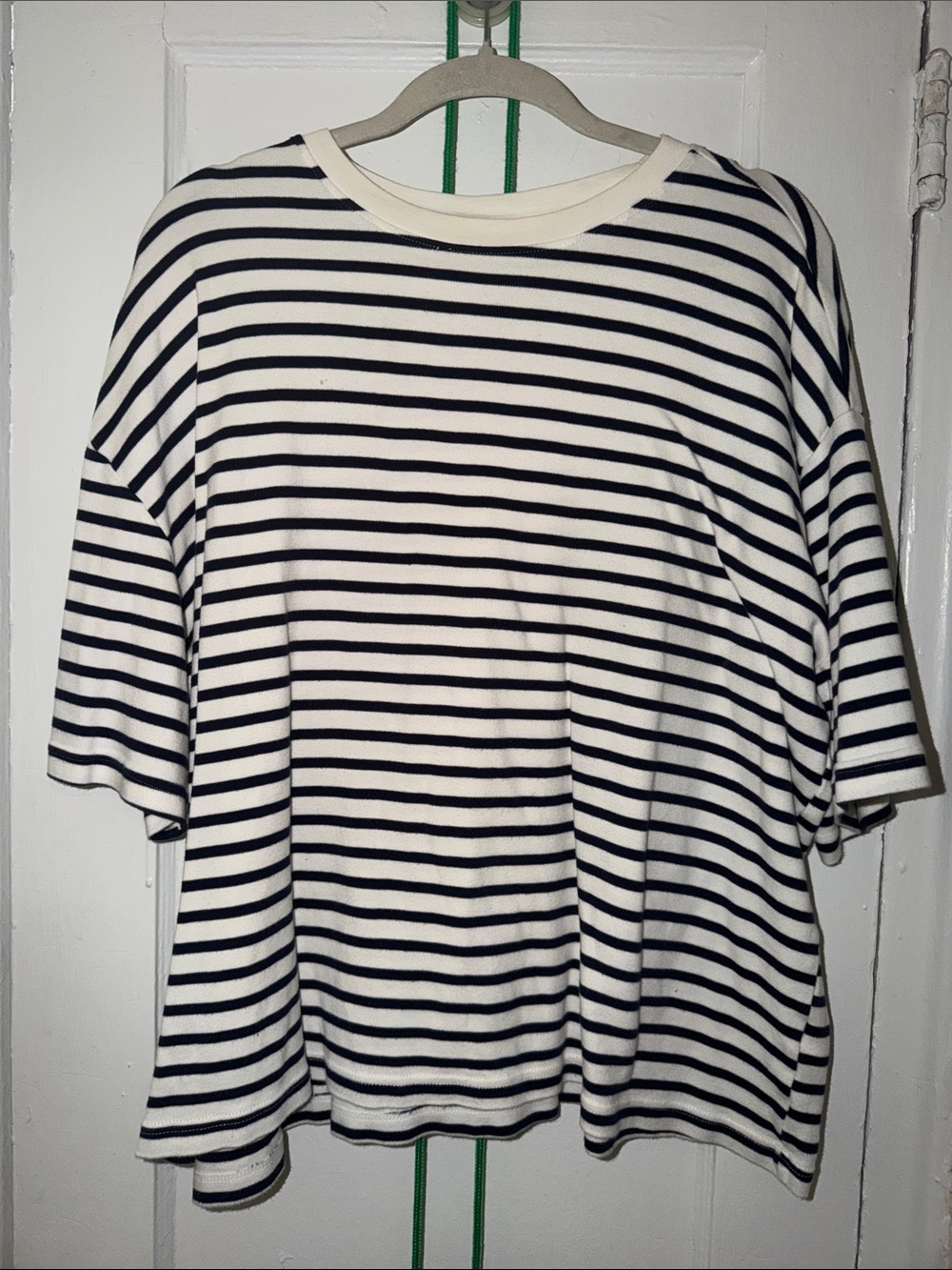 Striped Short-Sleeve Top - Navy and White